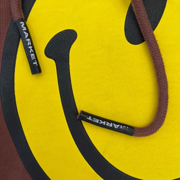 MARKET SMILEY HATERS HOODIE Brown with Smiley Graphic Men’s Sz M MSRP $98 - Picture 3 of 8